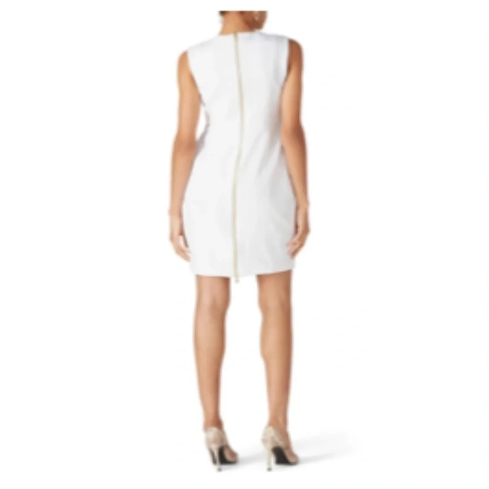Toccin (NY) Sheath Dress White Sleeveless Lined Crewneck Zip Closure Size 14 EUC - Picture 2 of 4